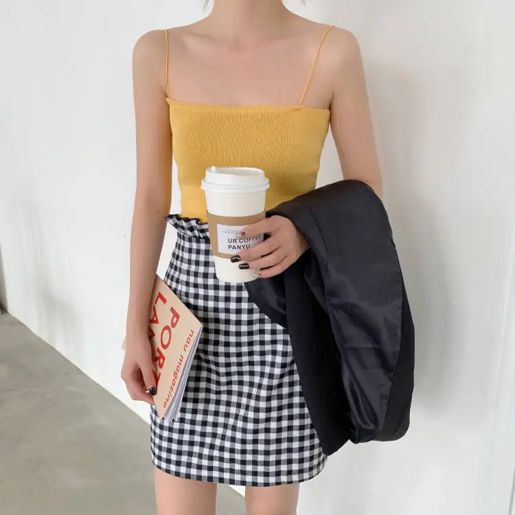 Camisoles Women Summer Solid Colorful Sexy Knitted Sleeveless Tees Womens Tanks Tops Camis Chic Basic All-match Ulzzang Backless