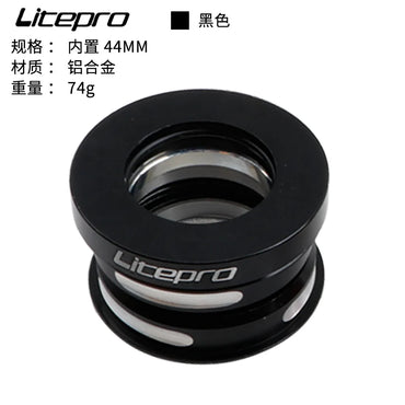Set Kepala Basikal Litepro 44MM Untuk Fnhon Ynhon BYA412 P18 P8 Set Kepala Basikal Lipat Aloi Aluminium Terbina Dalam Galas Tertutup