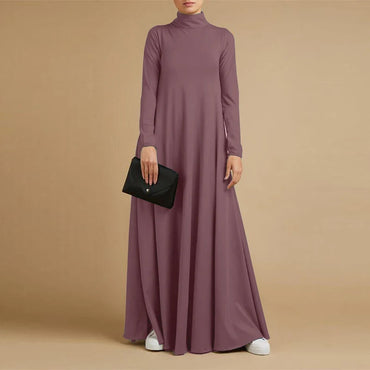 Fashion Autumn Turtleneck Long Sleeve Sundress Women Maxi Long Dress ZANZEA Elegant Solid Casual Robe Femme Kaftan Party Vestido