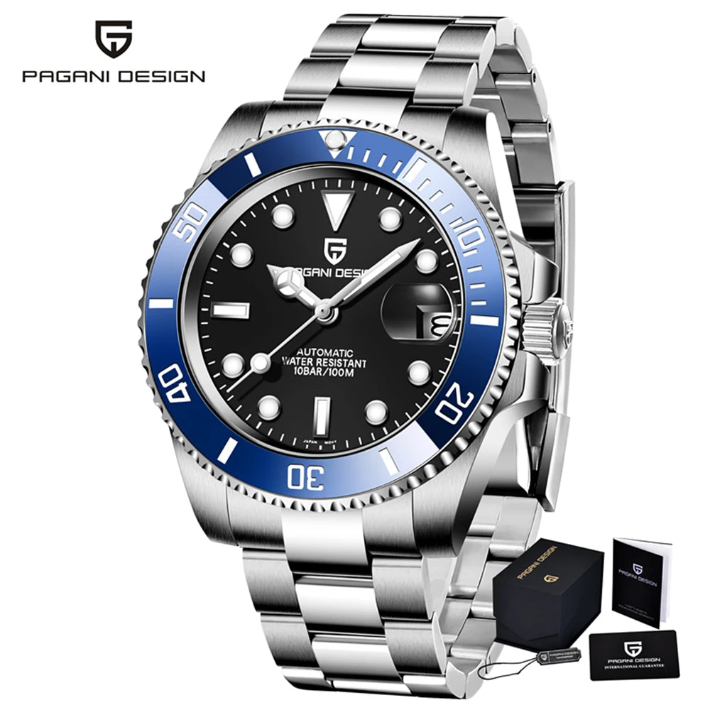 PAGANI DESIGN 2024New Men's Watch Stainless Steel Clock Sapphire Automatic Mechanical Military Business Watch Montre Homme