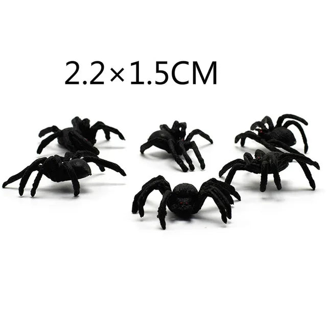 50pcs Halloween Labah-labah Hiasan Plastik Hitam Kecil Labah-labah Palsu Mainan Halloween Lawak Lawak Lucu Alat Peraga Realistik