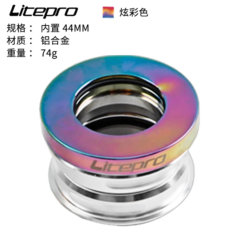 Set Kepala Basikal Litepro 44MM Untuk Fnhon Ynhon BYA412 P18 P8 Set Kepala Basikal Lipat Aloi Aluminium Terbina Dalam Galas Tertutup