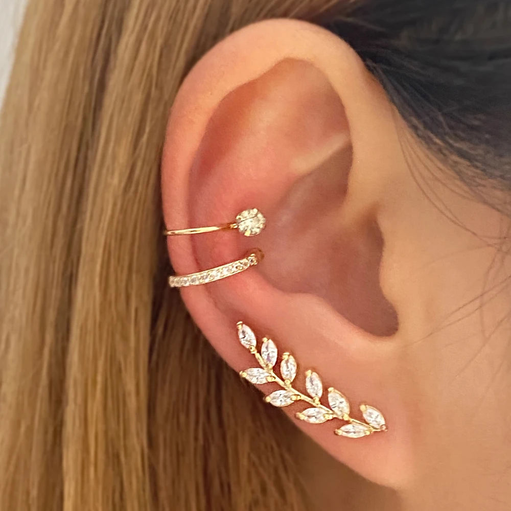 Bohemian NO Tindik Kristal Berlian Buatan Subang Cuff Telinga untuk Wanita Balut Stud Anting-anting Klip Gadis Anting-Anting Trendy Perhiasan Bijoux