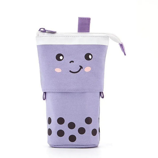 Sarung Pensel Teleskopik comel Boba Teh Berbentuk Sarung Pensil Kawaii Pen Pouch Pemegang Alat Tulis Beg Alat Tulis Besar Pemegang Pen yang comel