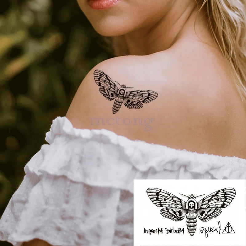 Pelekat Tato Sementara Kalis Air Tato Huruf Segitiga Rama-Rama Tatuajes Tangan Tatouage Body Flash FakeTattoo Sticker Taty