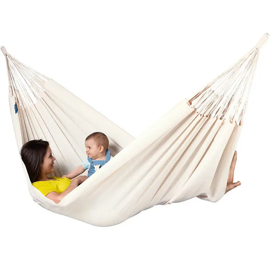 Hammocks Buaian Buaian Kapas Organik Putih Buaian Tidur Dua Orang, Kualiti Premium, Beretika, Perdagangan Adil, Besar
