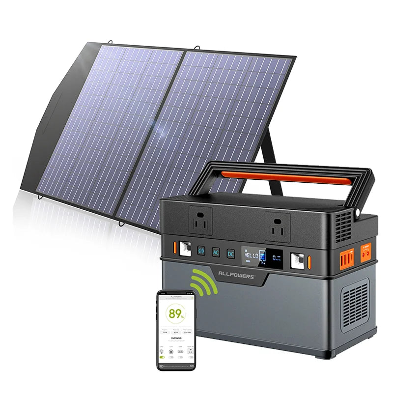 ALLPOWERS 700W Stesen Janakuasa Mudah Alih 606Wh / 164000mAh Penjana Suria Dengan Pengecas Suria Panel Suria Boleh Lipat 100W Untuk Perkhemahan