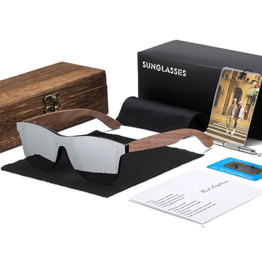 GM Handmade Red Wooden Eyewear UV400 Polarized Mirror Sunglasses Men Women Vintage Design Oculos de sol masculino