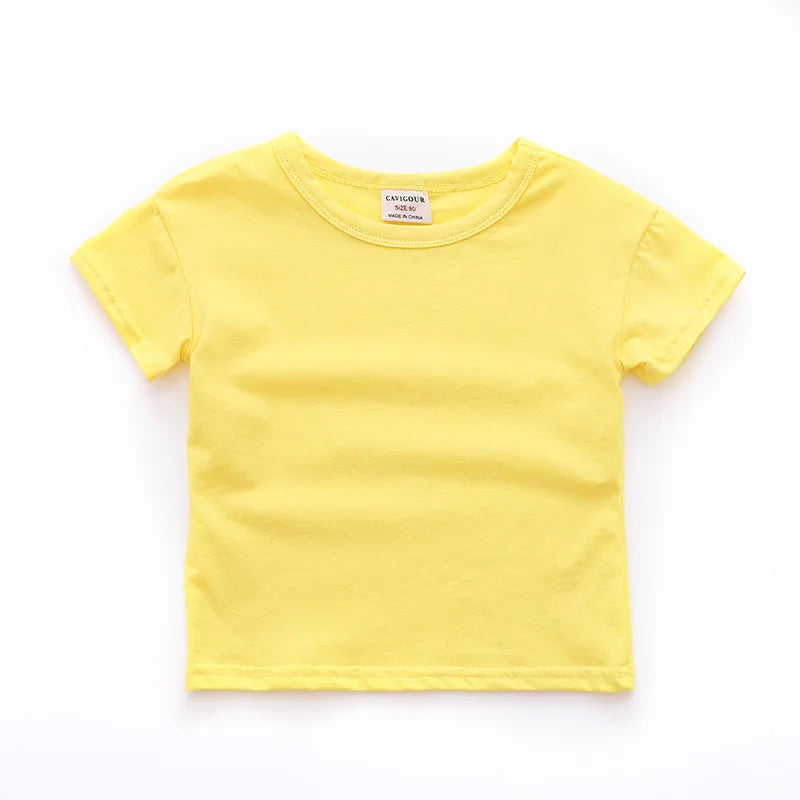 Summer New Fashion Solid Color Children T Shirt Cotton O-Neck Boys Short Sleeve T-shirt Girls Toddler Baby Tops Cute Soft Tee