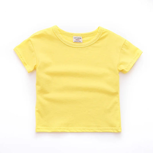 Summer New Fashion Solid Color Children T Shirt Cotton O-Neck Boys Short Sleeve T-shirt Girls Toddler Baby Tops Cute Soft Tee