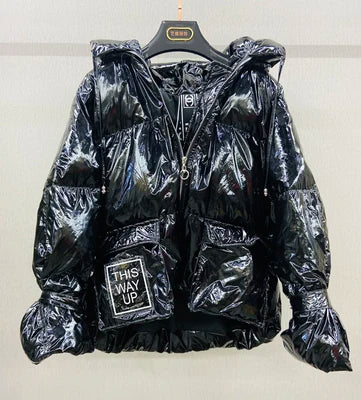 Down Jackets Women Hooded Parkas Coat Fashion Winter Jacket Parka Pocket Zipper Loose Thick Warm Overcoat Female Winter Coat