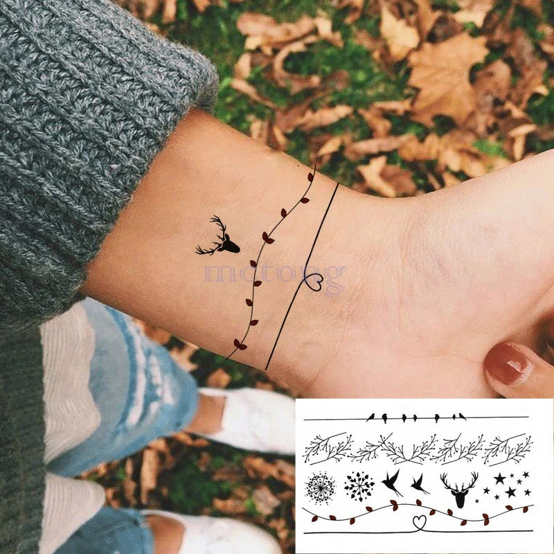 Pelekat Tato Sementara Kalis Air Tato Huruf Segitiga Rama-Rama Tatuajes Tangan Tatouage Body Flash FakeTattoo Sticker Taty