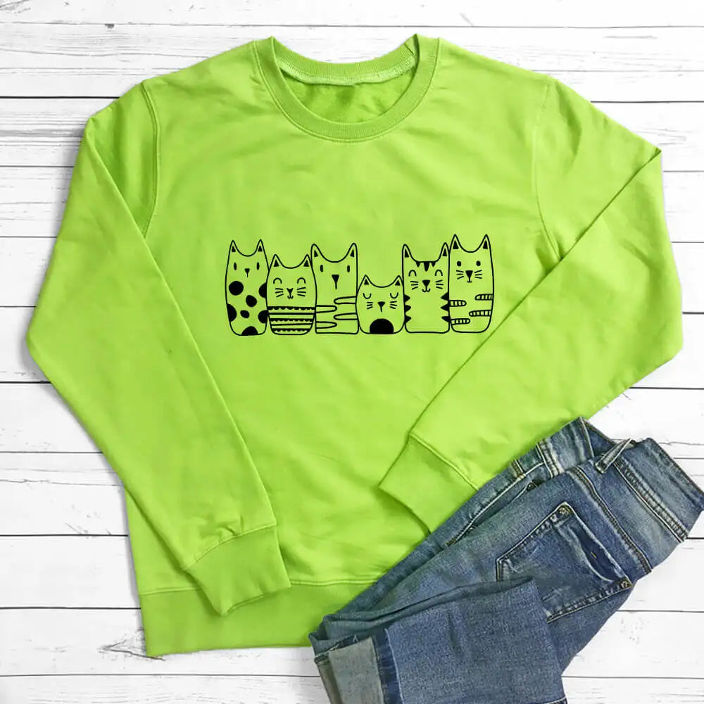 Baju Baju Kucing Ibu Kucing Ketibaan Baru Baju Kasual Lucu 100% Kapas Lengan Panjang Baju Peluh Hadiah Pencinta Kucing