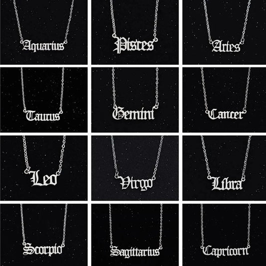Capricorn Aquarius Pisces Aries Taures Gemini Cancer Leo Virgo Libra Scorpio Sagittarius Zodiac Necklace 12 Constellation Choker