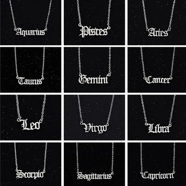 Capricorn Aquarius Pisces Aries Taures Gemini Cancer Leo Virgo Libra Scorpio Sagittarius Zodiac Necklace 12 Constellation Choker