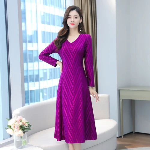 Musim Gugur Musim Sejuk Vintage Pakaian Midi Merah Pepejal 2024 Pakaian Maxi Petang Bodycon Seksi Wanita Pesta Lengan Panjang Vestidos Perkahwinan Elegan