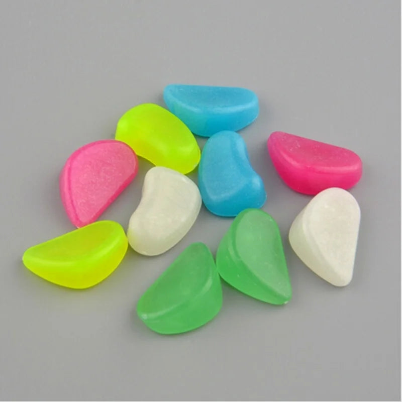 10Pcs Glow In The Dark Batu Kerikil Bercahaya untuk Perlengkapan Acara Majlis Perkahwinan Berkebun Kolam Renang Hiasan Bar Batu