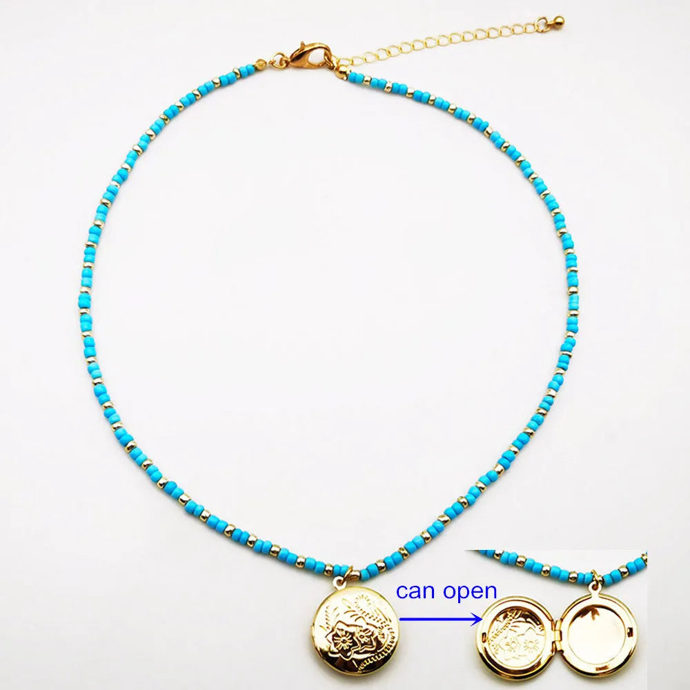 Bohemian Multilayer Handmade Bead Pendant Necklace Fashion Ethnic Vintage Starfish Heart Love Choker Beach Jewelry Bijoux Gift
