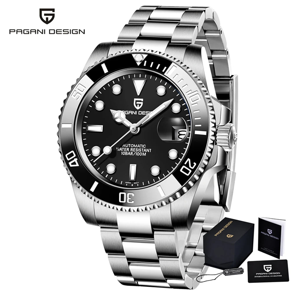 PAGANI DESIGN 2024New Men's Watch Stainless Steel Clock Sapphire Automatic Mechanical Military Business Watch Montre Homme