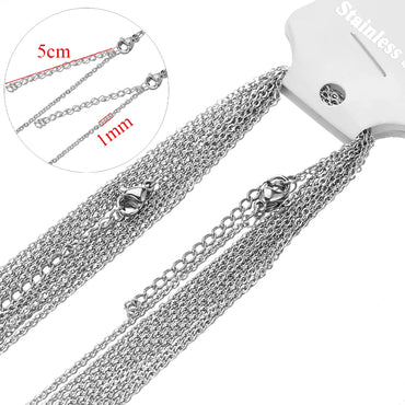 10pcs 45+5cm Stainless Steel Link Chains in Bulk Necklaces Fashion Jewelry Adjustable Chains Wholesale chokers DIY Crafts