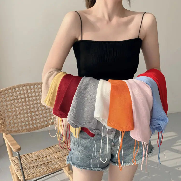 Camisoles Women Summer Solid Colorful Sexy Knitted Sleeveless Tees Womens Tanks Tops Camis Chic Basic All-match Ulzzang Backless