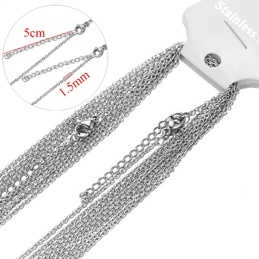 10pcs 45+5cm Stainless Steel Link Chains in Bulk Necklaces Fashion Jewelry Adjustable Chains Wholesale chokers DIY Crafts