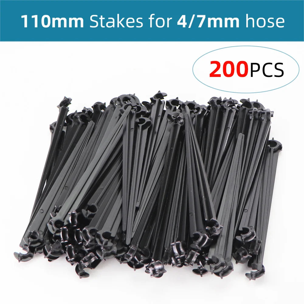 1/4'' Hose Drip Irrigation Support Stakes C Shape Hook 4/7mm Pipe Fixed Stem Holder Garden Watering Dripper Sprinkler Bracket