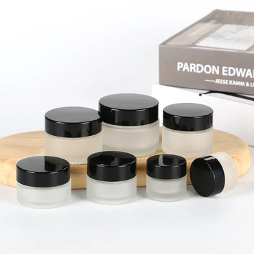 20pcs 5g 10g 20g 30g 50g Frosted Glass Refillable Ointment Bottles Empty Cosmetic Jar Gel Pot Eye Shadow Face Cream Container
