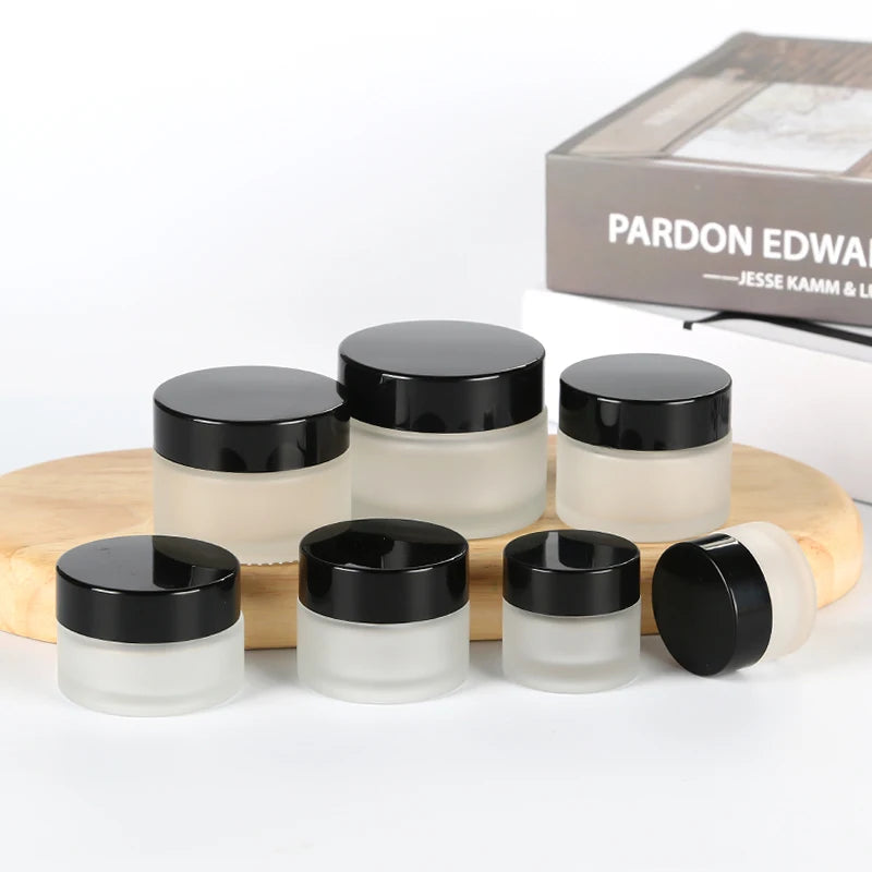 20pcs 5g 10g 20g 30g 50g Frosted Glass Refillable Ointment Bottles Empty Cosmetic Jar Gel Pot Eye Shadow Face Cream Container