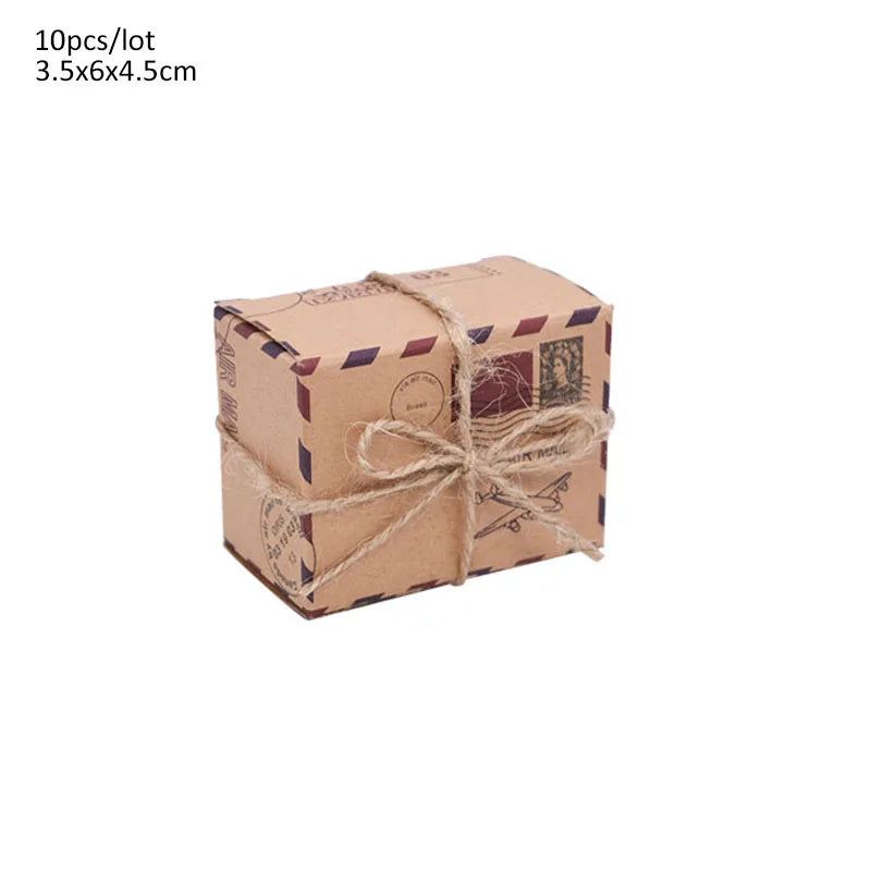 10pcs Mini Suitcase Candy Box Travel Map Classic Theme Gift Box Compass Pendant For Wedding Birthday Favor Present Boxes Packing