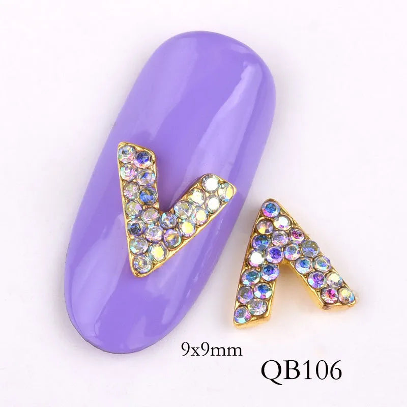 10 Keping/Lot Barang Kemas 3D Nail Art Glitter Golden Alloy Manicure Supplies Crystal Rhinestones Untuk Hiasan Nail Art QB104-108