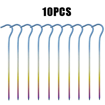 TiTo 12pcs/8pcsTitanium Alloy Tent Peg nail Outdoor Camping Accessory Tent Stake Bend Head Diameter 3.5mm Titanium tent nail