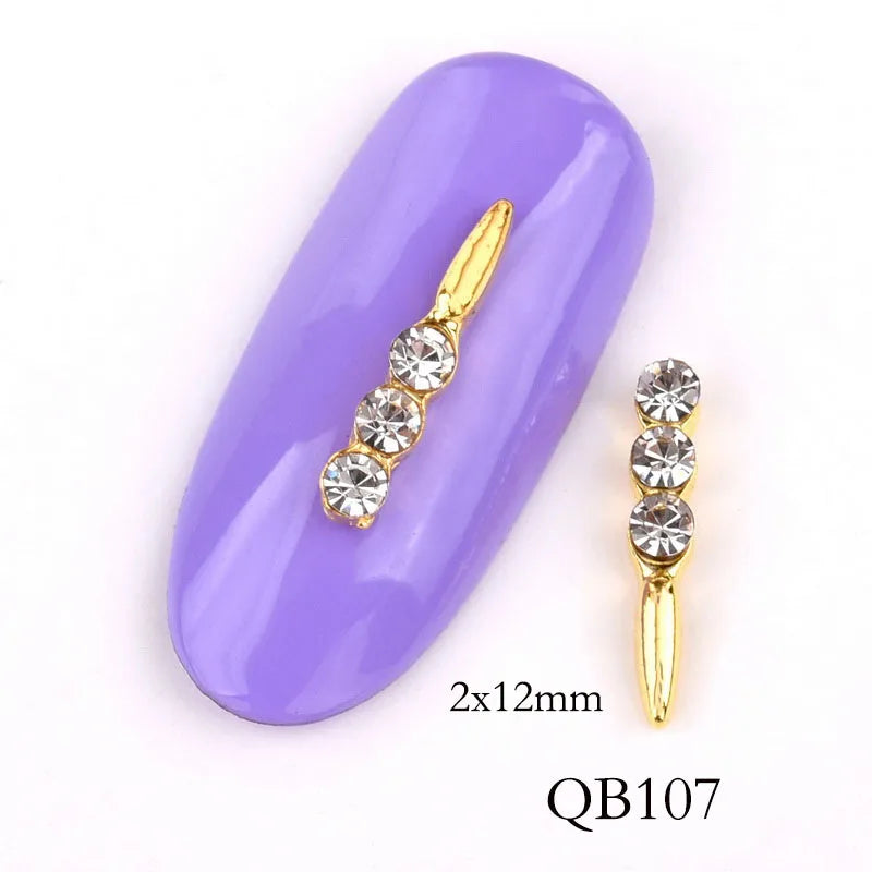 10 Keping/Lot Barang Kemas 3D Nail Art Glitter Golden Alloy Manicure Supplies Crystal Rhinestones Untuk Hiasan Nail Art QB104-108