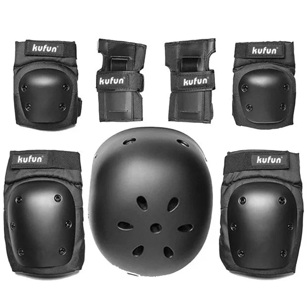 kufun Pad Lutut Siku Alat Pelindung Longboard Skateboard Kanak-kanak Dewasa Basikal Inline Roller Skate Pelindung set Skuter Kanak-kanak