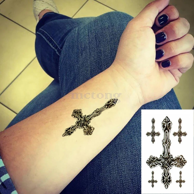 Pelekat Tato Sementara Kalis Air Tato Huruf Segitiga Rama-Rama Tatuajes Tangan Tatouage Body Flash FakeTattoo Sticker Taty