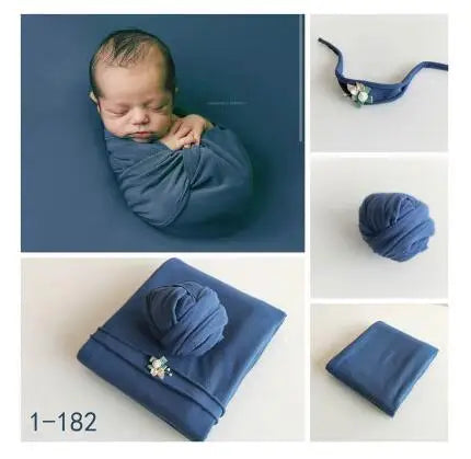 Baby Photography Blankets Wrapped In Cloth Swaddling And Headwear Infant Headdress Newborn Baby Photography Props Many Colors