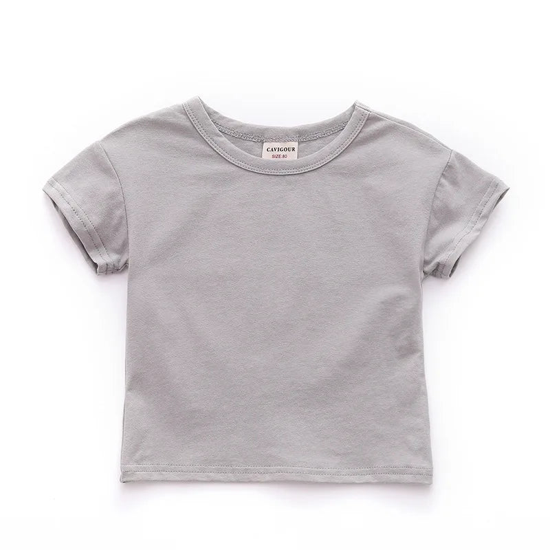 Summer New Fashion Solid Color Children T Shirt Cotton O-Neck Boys Short Sleeve T-shirt Girls Toddler Baby Tops Cute Soft Tee