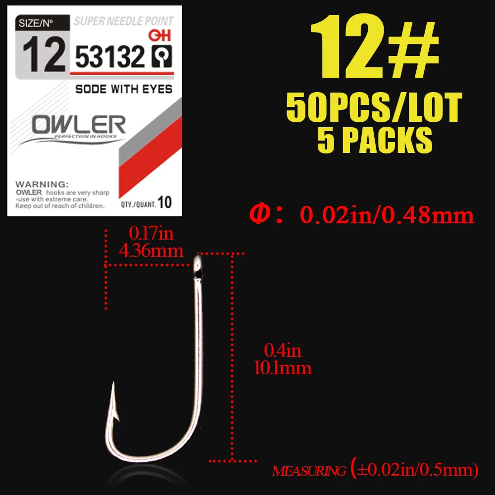 50pcs/lot Fishing Hook SODE With eyes  Barbed Fishhook Bent  Fly Fishing Tackle hook AD Sharp Ringed Carp Hook  iseama