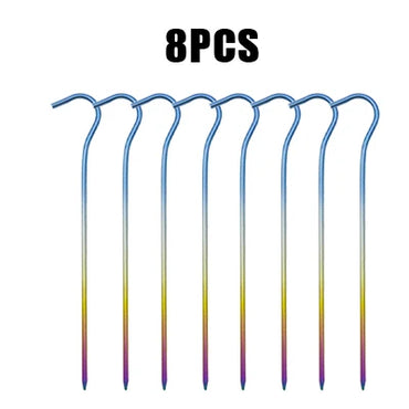 TiTo 12pcs/8pcsTitanium Alloy Khemah Pasak Paku Aksesori Perkhemahan Luaran Khemah Pancang Bend Kepala Diameter 3.5mm Titanium Paku Khemah