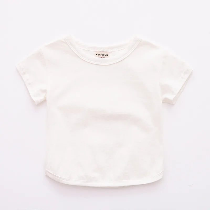 Summer New Fashion Solid Color Children T Shirt Cotton O-Neck Boys Short Sleeve T-shirt Girls Toddler Baby Tops Cute Soft Tee