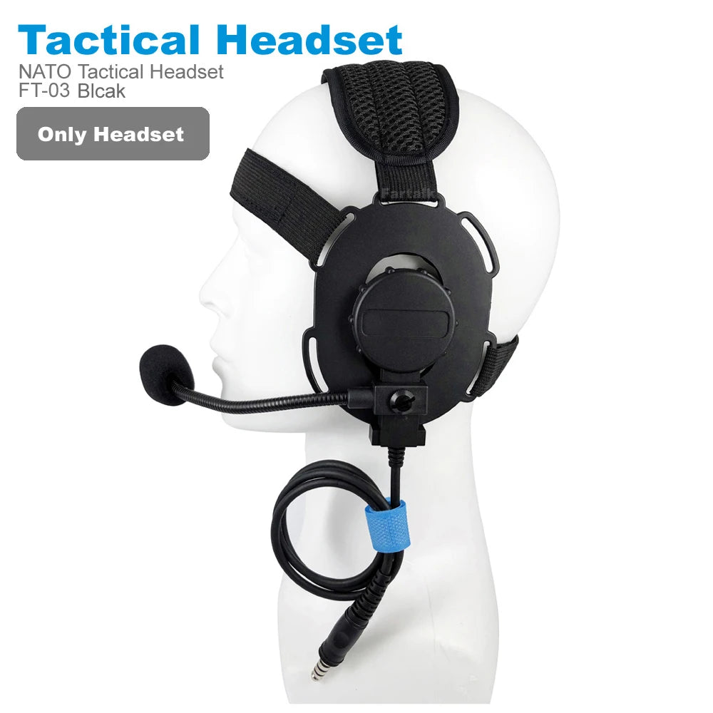 FT-03 Tactical Headset Mic U94 PTT K-Type Pilihan untuk Kenwood Baofeng Wouxun TYT Radio Walkie Talkie Hunting Airsoft Headphone