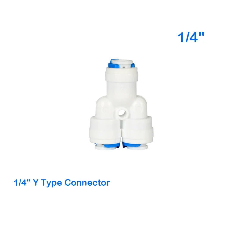 Reverse Osmosis Quick Coupling 1/4" Tee Y Connector 2 Way Equal Elbow Straight Check Valve RO Water Filter Plastic Pipe Fittings