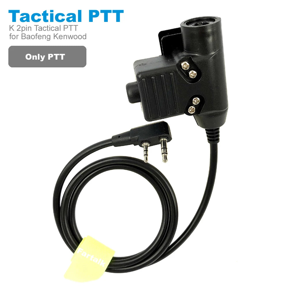 FT-03 Tactical Headset Mic U94 PTT K-Type Pilihan untuk Kenwood Baofeng Wouxun TYT Radio Walkie Talkie Hunting Airsoft Headphone