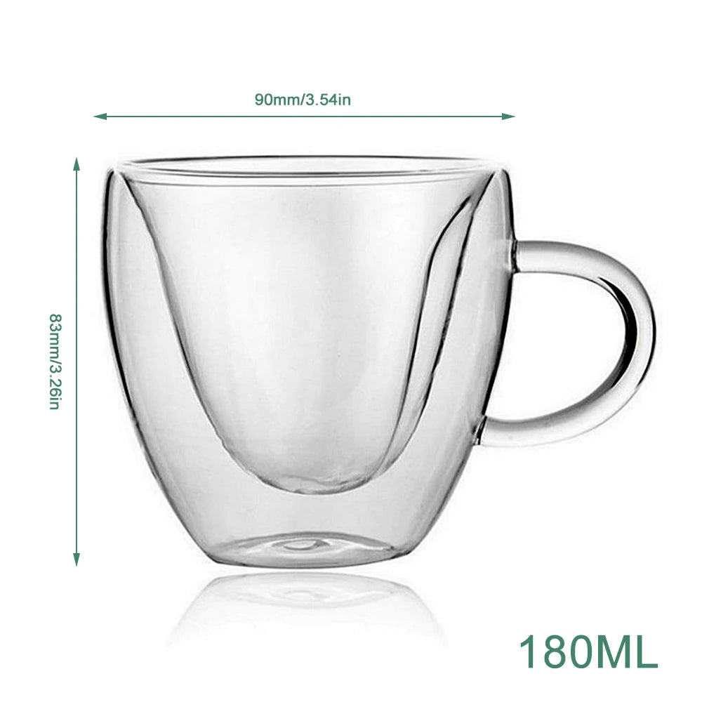 Hati Cinta Berbentuk Dinding Dua Cawan Kaca Cawan Pasangan Cawan Teh Tahan Panas Bir Susu Espresso Cawan Kopi кружка бокалы для вина