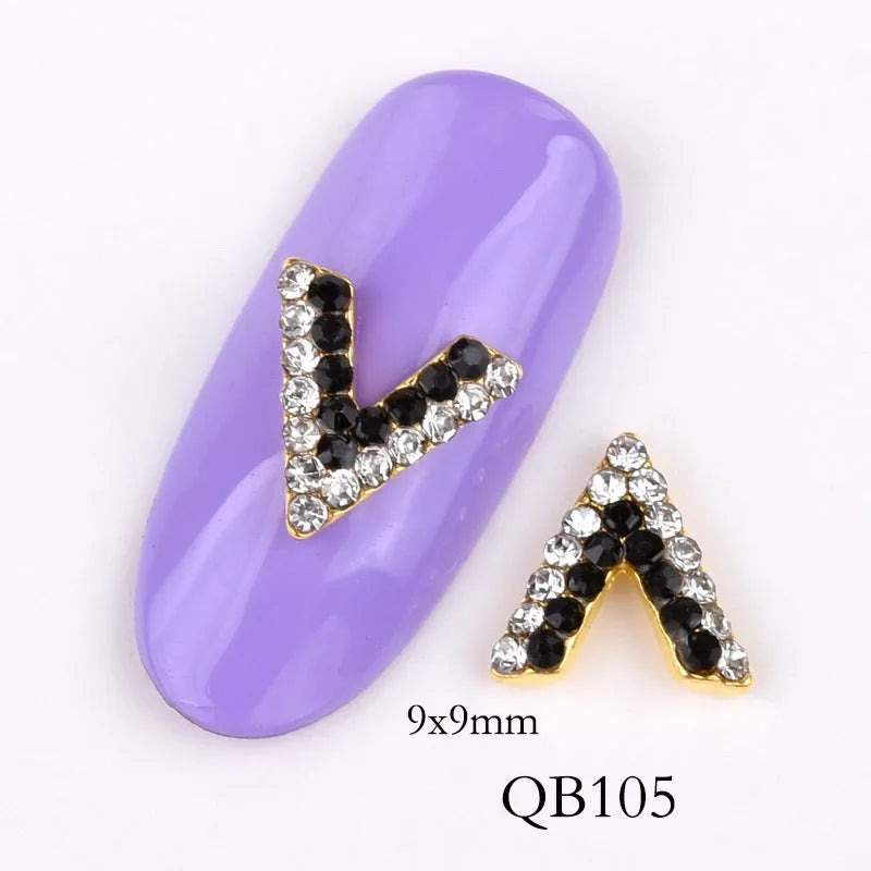 10 Keping/Lot Barang Kemas 3D Nail Art Glitter Golden Alloy Manicure Supplies Crystal Rhinestones Untuk Hiasan Nail Art QB104-108
