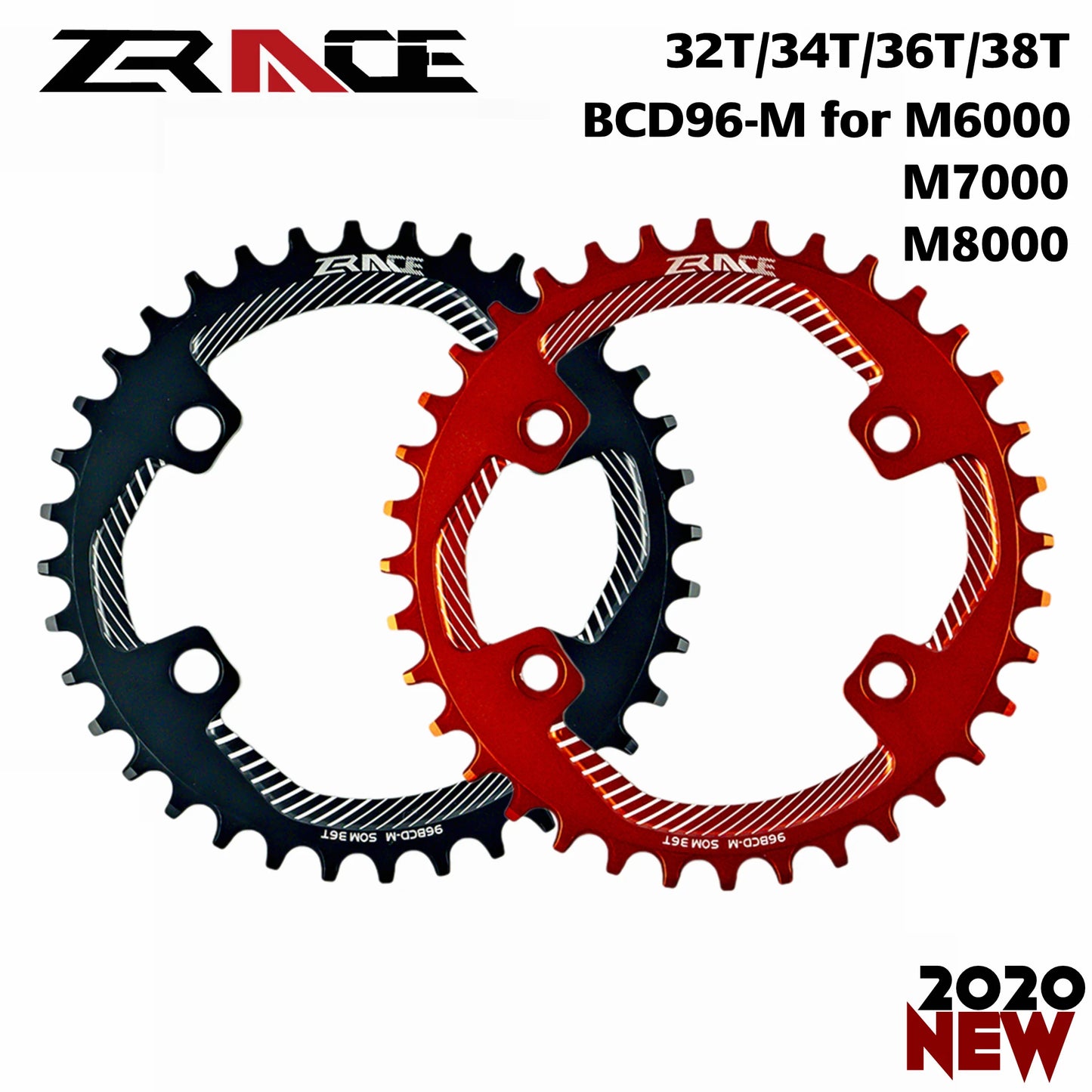 2020 ZRACE Chainrings Chainwheels BCD96-M untuk M8000 M7000 M6000,32T 34T 36T 38T AL7075 proses CNC, Vickers-hardness 15+ untuk MTB