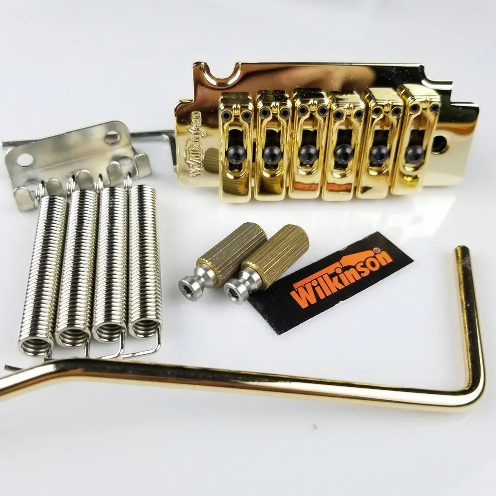Jambatan Sistem Tremolo Gitar Elektrik Wilkinson WVS50K dengan Pelana Satin padanan Emas Perak Chrome