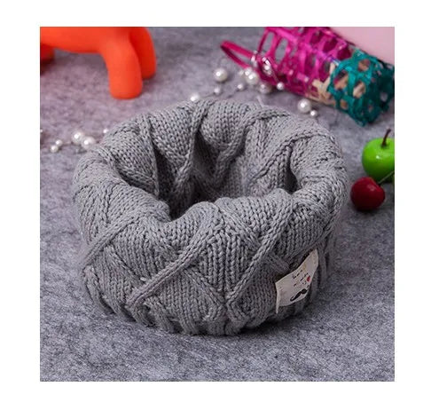 Cute Cotton Winter Baby Neck Ring Scarf LICs Children Girls Boys Knitted Wool O-Scarves Kids Solid Color Warm Snood