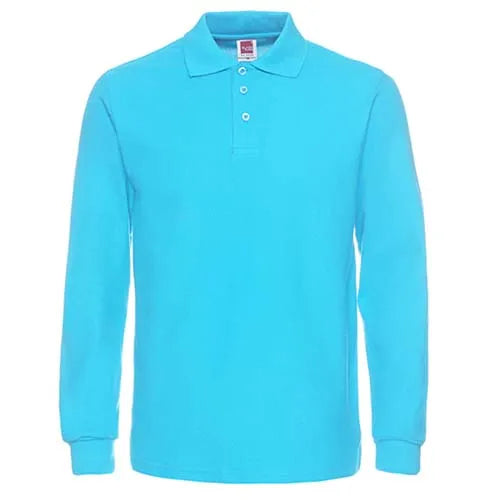 Kemeja Polo Jenama Lelaki 2024 Lengan Panjang Baju Polo Lelaki Fesyen Kasual Kapas Slim Fit Polos Jersi Lelaki Plus Saiz XS-3XL