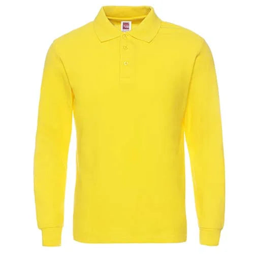 Kemeja Polo Jenama Lelaki 2024 Lengan Panjang Baju Polo Lelaki Fesyen Kasual Kapas Slim Fit Polos Jersi Lelaki Plus Saiz XS-3XL